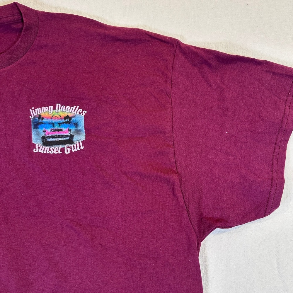 Jimmy Doodles Sunset Grill Heavy Cotton T-Shirt Maroon Mens 2XL Funny - Picture 6 of 16